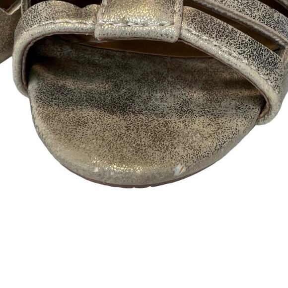 Heart in D Women's Metallic Gold Cage Heel Sandals Size 10 Sling Back Open Toe - Picture 13 of 14